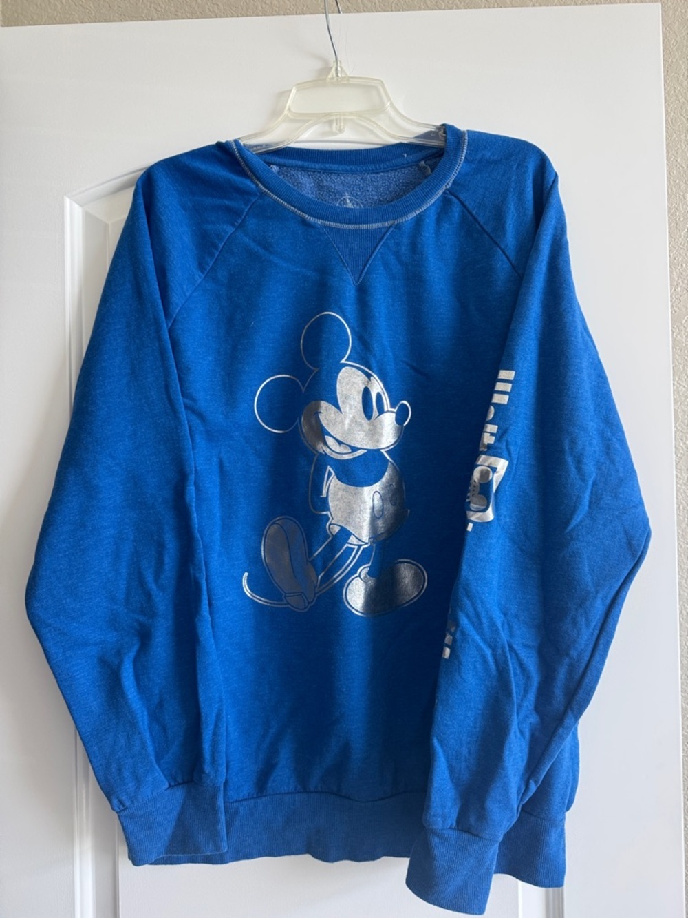 Disney Royal Blue Crewneck Sweatshirt with Silver Mickey Graphic